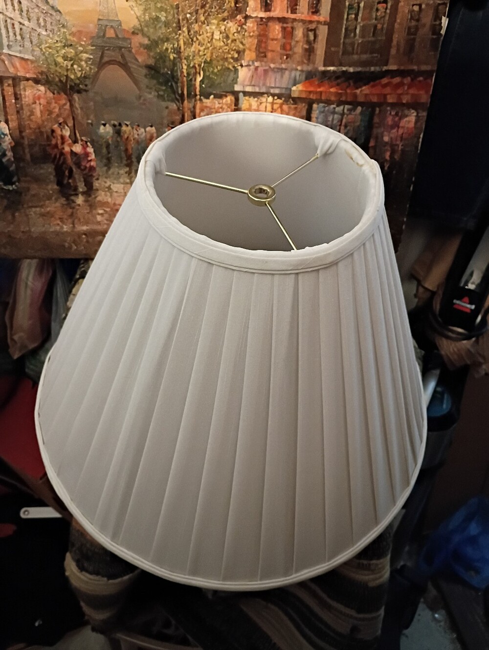 STIFFEL SHADE-Classic White Pleated Lamp Shade. Size Diameter 17", Height 12.5"